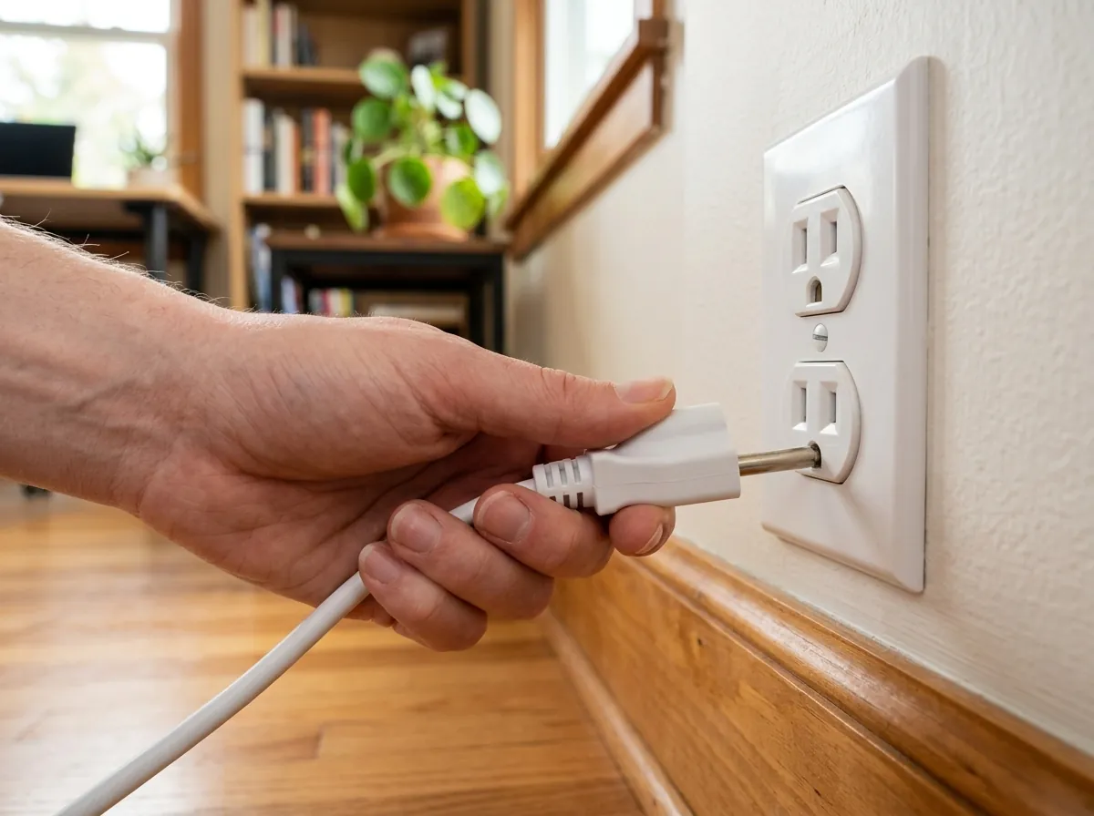 Plugging the single ground pin directly into the third round hole of a wall outlet